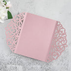 20Pcs Dusty Rose Laser Cut Invitation Cards With Blank Inner Sheets for Wedding Cards Bridal Shower Engagement Quinceanera Invitation (No Envelopes)