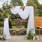 4 Panels Wedding Arch Draping Fabric White Sheer Backdrop Curtain Arch Drape for Wedding Ceremony Reception,Bridal Shower Party Decorations 28" X 19ft