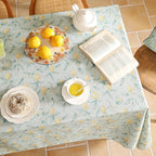 patdrea Designer Linen Green Tablecloth for Rectangle Table,Vintage Breathable Yellow Fruits Pattern Table Cloth,Decoration Cover for Kitchen Dining,Christmas,Thanksgiving,Party,55"x79"-Ania a
