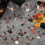 SANNIX 24Pcs Halloween Wine Charms, Wine Charms for Stem Glasses, Glass Identifiers for Halloween Party Holiday Decorations