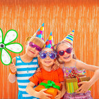 BTSD-home Orange Foil Fringe Curtain, Metallic Photo Booth Backdrop Tinsel Door Curtains for Wedding Birthday Bridal Shower Baby Shower Bachelorette Christmas Party Decorations(4 Pack, 8ft x 3ft)
