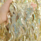 Champagne Gold Foil Fringe Backdrop - CYLMFC 3 Pack 3.3 ft x 6.6 ft Sparkle Tinsel Foil Fringe Backdrop Curtains for Birthday Anniversary Retirement Party Decorations