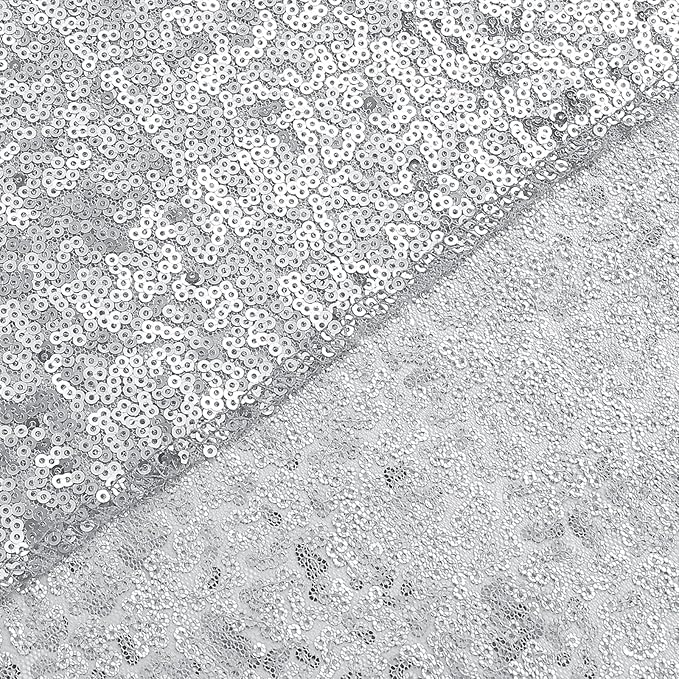 Sugargirl Silver Sequin Backdrop Curtain 2FTx8FT Glitter Background Drapes Sparkle Photography Backdrop for Party Wedding Birthday Wall Decor（2 Panels,Silver