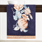 Maison d' Hermine Table Runner 100% Cotton Double Layer Table Runners 72 inches Long for Thanksgiving Christmas Decorations Home Kitchen Dining Party Wedding (Pumpkin Blues, 14.5" x 72")