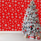 4.5x 100 Feet Roll of Christmas Plastic Tablecloth Decorations,Disposable White Snowflake Red Xmas Table Cover Photography Backdrop with Cutter Box for Winter Christmas Holiday New Year Party Supplies