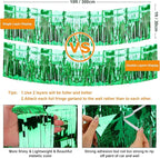 4 Pack Float Fringe Curtains, Metallic Foil Fringe Garland Shiny Tassel Foil Float Parade Float Decorations for Trailer Car Graduation Homecoming Outdoor Indoor St Patrick's Party (Green)