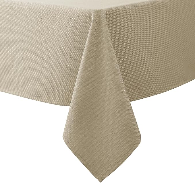 Biscaynebay Textured Fabric Tablecloths 70x108 Inches Rectangular, Natural Water Resistant Tablecloths for Dining, Kitchen, Wedding, Parties etc. Machine Washable