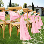 VACVELT Wedding Arch Draping Fabric Blush Pink Chiffon, 2 Panels Sheer Drapes 30 Inch x 20ft Chiffon Backdrop Curtain Wedding Decor, Outdoor Sheer Drapery for Ceremony Party Ceiling