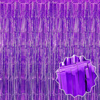 6 Pack Purple Foil Fringe Curtains Backdrop, 3.28 x 8.2 Ft Metallic Streamers Tinsel Curtains Background for Photo Booth, Birthday, Weddings, Carnivals, Graduation, Themed Party Decorations
