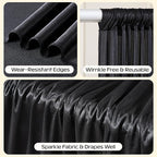 Black Glitter Backdrop Curtain for Parties Wedding,10Ft x 10Ft Satin Shimmer Photo Backdrop,Non-Wrinkle Sparkle Drapes for Backdrop,Back Drop for Photography, Birthdays,Weddings,Prom