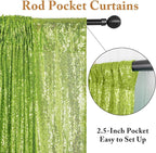 ShinyBeauty Green Sequin Backdrop Curtains 8ft 2 Panels Glitter Backdrops for Photoshoot Shimmer Background Wedding Backdrop Party (4FTx8FT,Olive Green)