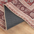 Bloom Rugs Washable Non-Slip 8' x 10' Rug - Red/Beige Traditional Bordered Area Rug for Living Room, Bedroom, Dining Room, and Kitchen - Exact Size: 8' x 10'