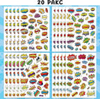 Cool Superhero Stickers 615 Count Boom Party Favors Goodie Gifts Bags Decor for Birthday Invitations Adhesive Stickers Decorations Cartoon Comic Style Stickers