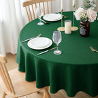 Biscaynebay Round Christmas Tablecloths 60" for Round Tables diameters from 28" to 48", Hunter Green Fabric Water Resistant Folding Table Covers Washable for Dining, Kitchen, Wedding, Parties