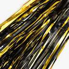 Black and Gold Party Streamers Decoration - GREATRIL Foil Fringe Backdrop for 2026 NYE/Anniversary/Farewell/Cocktail/Prom/EID/Birthdays - 3.2ft X 8.2ft - 2 Packs
