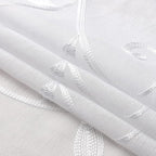 VISIONTEX Sheer Voile Curtains, Decorative White Leaves Embroidery Faux Linen Rod Pocket Window Drapes for Home Kitchen, Living Room and Bedroom 54 x 54 Inch, Set of 2 Curtain Panels
