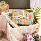 WRAPAHOLIC Kraft Floral Wrapping Paper Roll - Mini Roll - 17 Inch x 9.8 Feet - Spring Summer Garden Flower Design Perfect for Wedding, Bridal Shower, Birthday