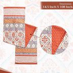 Maison d' Hermine Table Runner 100% Cotton Double Layer Table Runners 108 inches Long for Thanksgiving Christmas Decorations Home Kitchen Dining Party Wedding (Romane, 14.5" x 108")