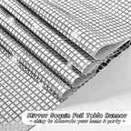 durony 2 Pack Disco Party Table Runner 11 x 108 Inch Mirror Silver Glitter Foil with Sparkle Sequin Table Runner for 70s Bachelorette Parties Disco Cowgirl Party Decorations