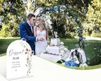 Boho Floral Dessert Bar Sign, 6 x 8 Inch White Arch Acrylic Wedding Sign with Holder, Wedding Sign for Ceremony and Reception, Wedding Decoration, Wedding Supplies - BX21