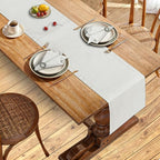 Ruvanti Linen Table Runner 72 Inches, Classic Hemstitch, Washable, Reusable, Non-Slipping, Stain Resistant- Perfect for Parties, Weddings, Dinners, Thanksgiving, Christmas, Indoor use – Ivory