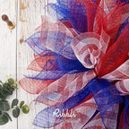 Ribbli 2 Rolls Royal Blue Mesh Ribbon,10 inch x 30 feet(10Yard) Each Roll,Metallic Royal Blue with Royal Foil,Patriotic Ribbon Use for Wreath Swags and Decorating