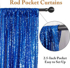 ShinyBeauty Blue and Gold Sequin Sparkle Photo Backdrop 2x8FT (4 Panels) - Wall Decor for Weddings, TikTok Videos, Birthday Parties, Baby Showers & Live Streams