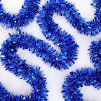 72 Feet Christmas Tinsel Garland Shiny Metallic Tinsel Twist Garland Streamers Ornaments Long Glitter Christmas Tree Hanging Decorations for Party Holiday Wedding Birthday Tree Wall Rail (Blue)