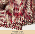 Chardin home Natural Jute Table Runner 13x36 Inch – Vintage Boho Rustic Table Decor – Handwoven Table Runner in Natural Jute and Red – Farmhouse Dining or Console Table Accent