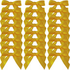 50pcs 1-1/2" Mini Yellow Satin Ribbon Bows Without Twist Ties for Crafts Gift Wrapping Packing Christmas Decoration (Yellow)