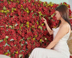 Flower Garland, Artificial Hydrangea Vine Flowers, Hanging Fake Hydrangeas Vine for Room Anniversary Wedding Birthday Christmas Wall Arch Decor, 2 Pcs, Floral Garland, Red Flower