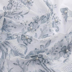 VISIONTEX White Sheer Voile Curtains, Decorative Blue Embossed Butterflies Rod Pocket Window Drapes for Home Kitchen, Living Room and Bedroom 54 x 84 Inch, Set of 2 Curtain Panels