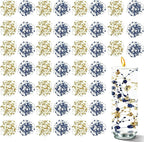 50 PCS Artificial Floating Beads for Centerpieces & Vase Fillers - Navy Blue&Gold 8+3mm String Beads, Faux Pearl Strings for Wedding, Party, Crafts, and Home Decoration