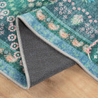 Bloom Rugs Washable Non-Slip 5' x 7' Rug - Green Traditional Medallion Area Rug for Living Room, Bedroom, Dining Room, and Kitchen - Exact Size: 5' x 7'