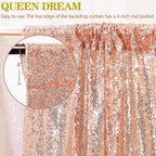Backdrop Curtain Drapes 2 Panels Rose Gold Party Sequin Background 2FT x 8FT Wedding Ceremony Birthday Decorations Shimmer Fabric