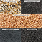 Confect Masquerade Sprinkles Mix – Champagne Gold & Black Pearl Dragees, Black Jimmies & Sparkling Sugar | Edible Sprinkles for Cakes, Cupcakes & Desserts | Vegan, Gluten-Free, Nut-Free, Soy-Free, Dairy-Free, Palm Oil-Free- 5 Oz