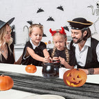 Snowkingdom Halloween Table Runner, 10 FT Black Spider Web Runners Metallic Sequin Sheer Chiffon Gauze Cheesecloth, Black Party Decorations for Halloween Kitchen Dinner Table Birthday Home Indoor