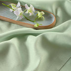 Solino Home Linen Tablecloth for Rectangle Tables 60 x 90 Inch - Classic Hemstitch 100% Pure Linen Light Green Table Cloth - Machine Washable Cloth Tablecloth