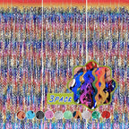 3 Pack Colorful Foil Fringe Curtain Backdrop - 6.6 x 3.3 ft Wavy Rainbow Tinsel Backdrop Curtain Metallic Streamers Iridescent Holiday Photo Booth Party Decorations