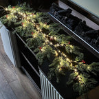 Birchlitland Christmas Garland with Lights Cadar Lighted Garland Battery Operated with Timer or USB Light 6FT 80 LED Fairy Lights, Faux Vine with Lights for Mantel Fireplace and Holiday Decor
