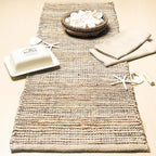 Chardin home Natural Jute Table Runner 13x36 Inch – Vintage Boho Rustic Table Decor – Handwoven Table Runner in Natural Jute and Brown – Farmhouse Dining or Console Table Accent