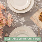 Jayla White Lace Tablecloth for Rectangular Tables, Vintage Style Wedding Table Cloths for Reception, Baby Shower, Birthday Party, Formal Dining, Dinner Parties 54 X 54 Inches