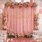 10×10ft Dusty Rose Tulle Backdrop Curtain with Lights String for Parties, Sheer Photo Curtain Backdrop Drapes for Wedding Party Photography Backgrounds