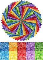 10"x 10" 50 PCS 100% Cotton Floral Fabric Squares Bundles Quilting Supplies for Sewing DIY & Quilt Beginners— Paisley