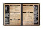 Goodsmart Restaurant Menu Covers - 25 Pack Black 8.5" x 11", 2-Page/4-View, Side-Loading Vinyl Menu Holders, Clear Sleeves, Double-Stitched Edge, Leather-Style Café Covers with Gold Corners