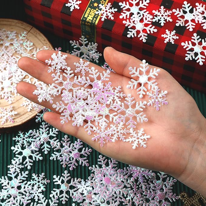MARFOREVER Snowflake Confetti Decorations, Winter Snowflake Glitter Confetti White Snow Scatter Confetti Winter Wonderland Table Centerpiece for Winter Wedding Birthday Party Decor Supplies