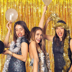 2Pack Gold Party Streamers, Gold Metallic Tinsel Streamers for Birthday Wedding Party Decors Graduation, Baby Shower, Photo Booth Props for Bachelorette Decors Xmas Halloween Party Supplies Backdrop