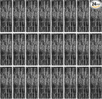 24 Pack Halloween Black Metallic Foil Fringe Curtains, 3.2ft x 8.2ft Foil Fringe Curtain Backdrop Foil Streamers Party Supplies Tinsel Curtain Backdrop for Parties/Halloween/Photo Booth
