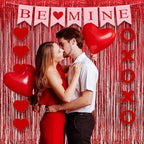 GREATRIL Red Fringe Curtains Party Streamers Backdrop Foil Tinsel Curtain Decoration for Stranger Theme Party Christmas Valentines Day Party 2 Pack