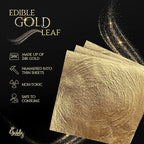 goldz: Edible 99.99% Gold Leaf, Genuine Gold Leaf, 24 Karat Edible gold Sheets. Genuine for Cooking, Art, Food, Steak, Desert, Facial.